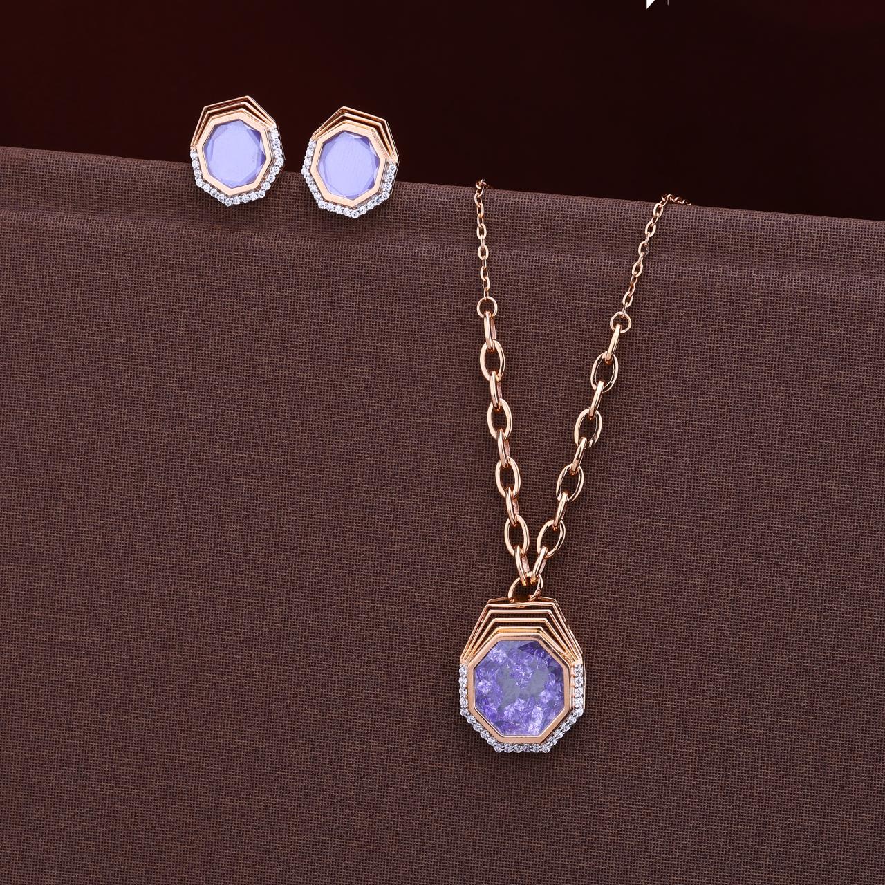 Hexagon Pendant With Movable Diamond Chain