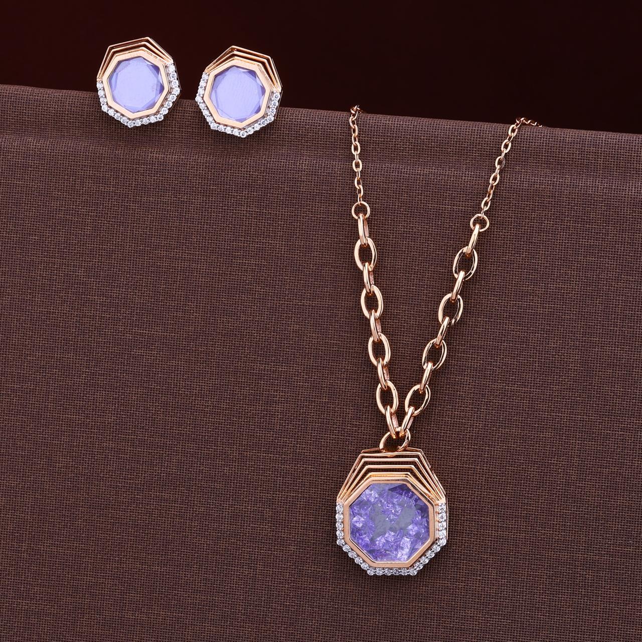 Hexagon Pendant With Movable Diamond Chain