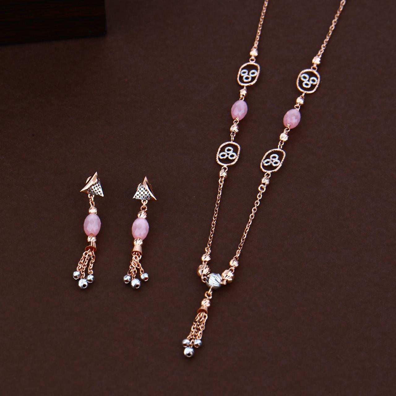 Pink Pearl Chain Pendant Set