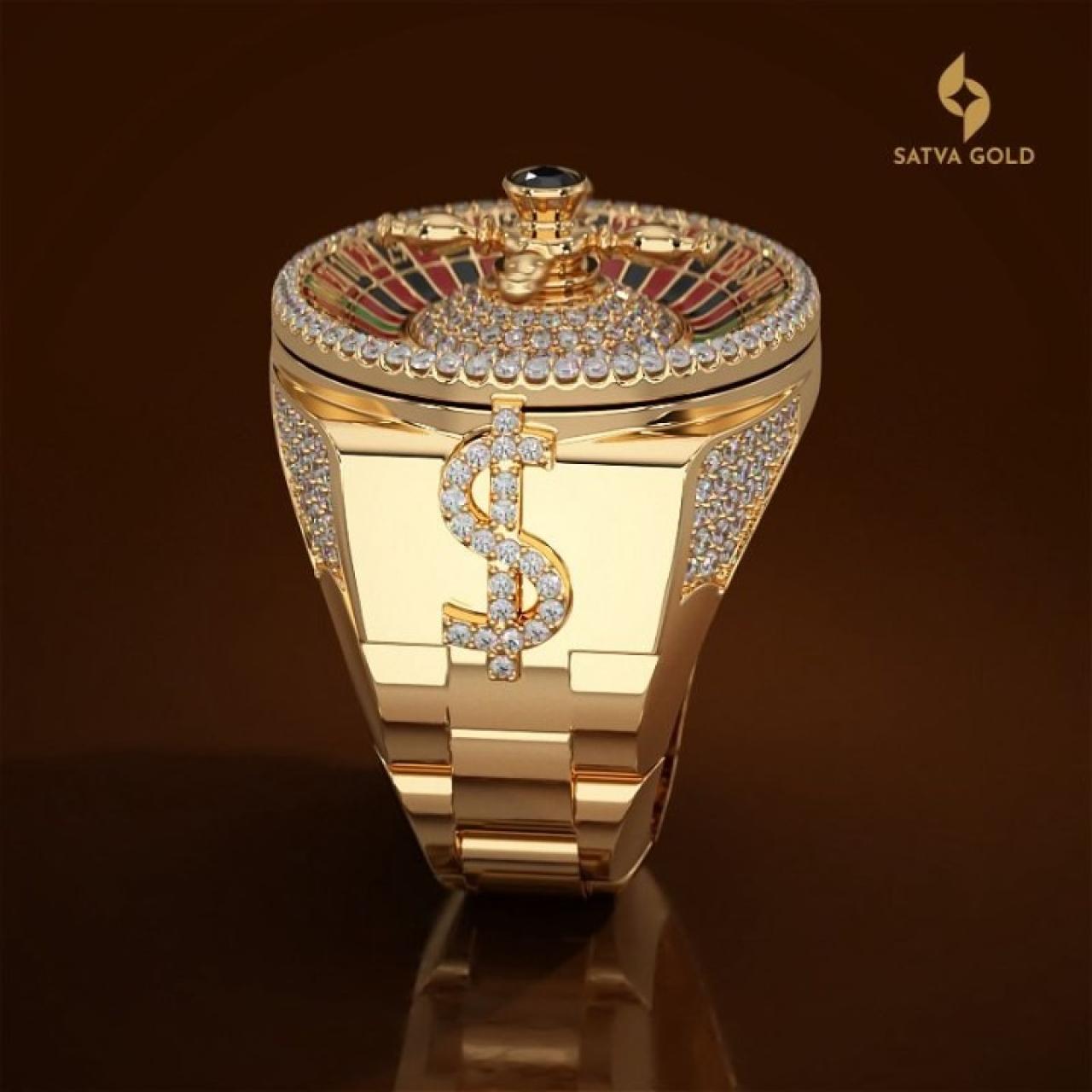 Royal Flush Gold Casino Ring