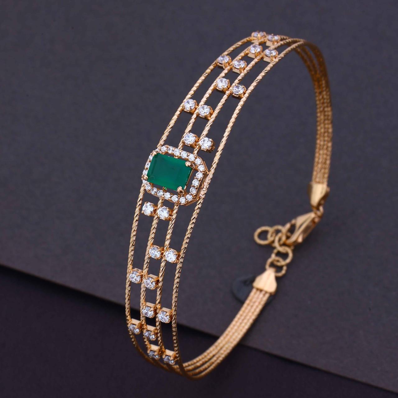 Emerald & Diamond Three-strand Gold Bracelet (VPLK18-145)