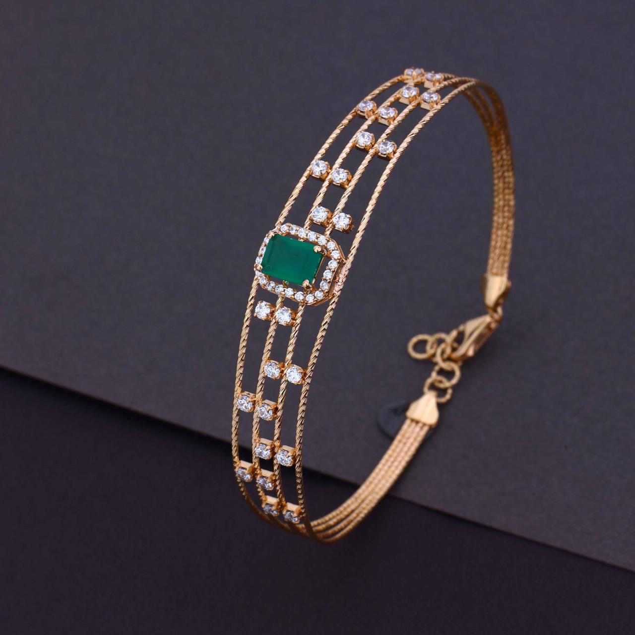 Emerald & Diamond Three-strand Gold Bracelet (VPLK18-145)