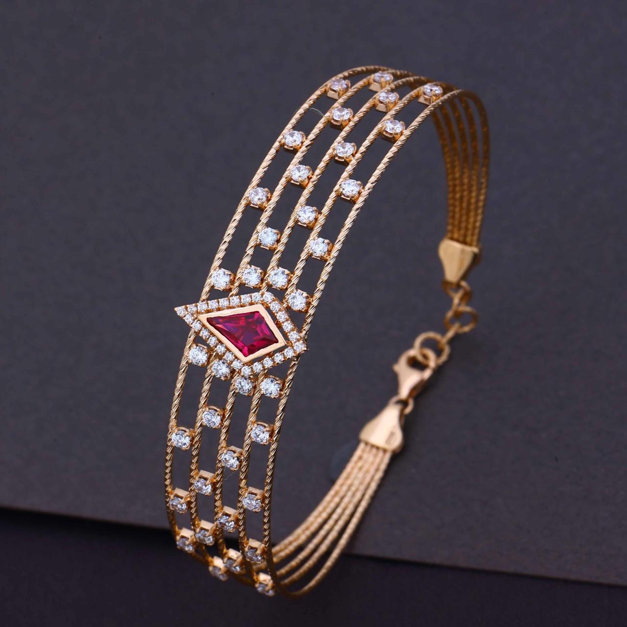 Ruby & Diamond Multi-strand Gold Bracelet (VPLK18-146)