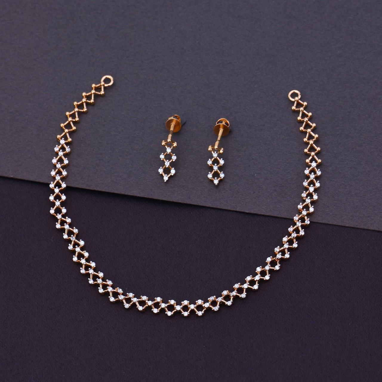 Delicate Diamond-link Choker & Earring Set Necklace (VPNC18-50 / VPE18-113)