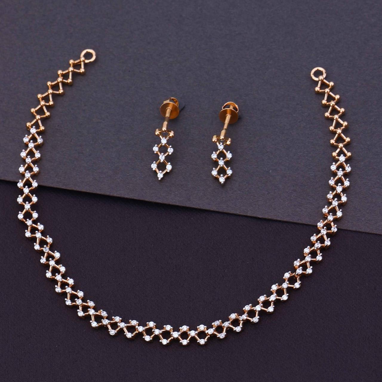 Delicate Diamond-link Choker & Earring Set Necklace (VPNC18-50 / VPE18-113)