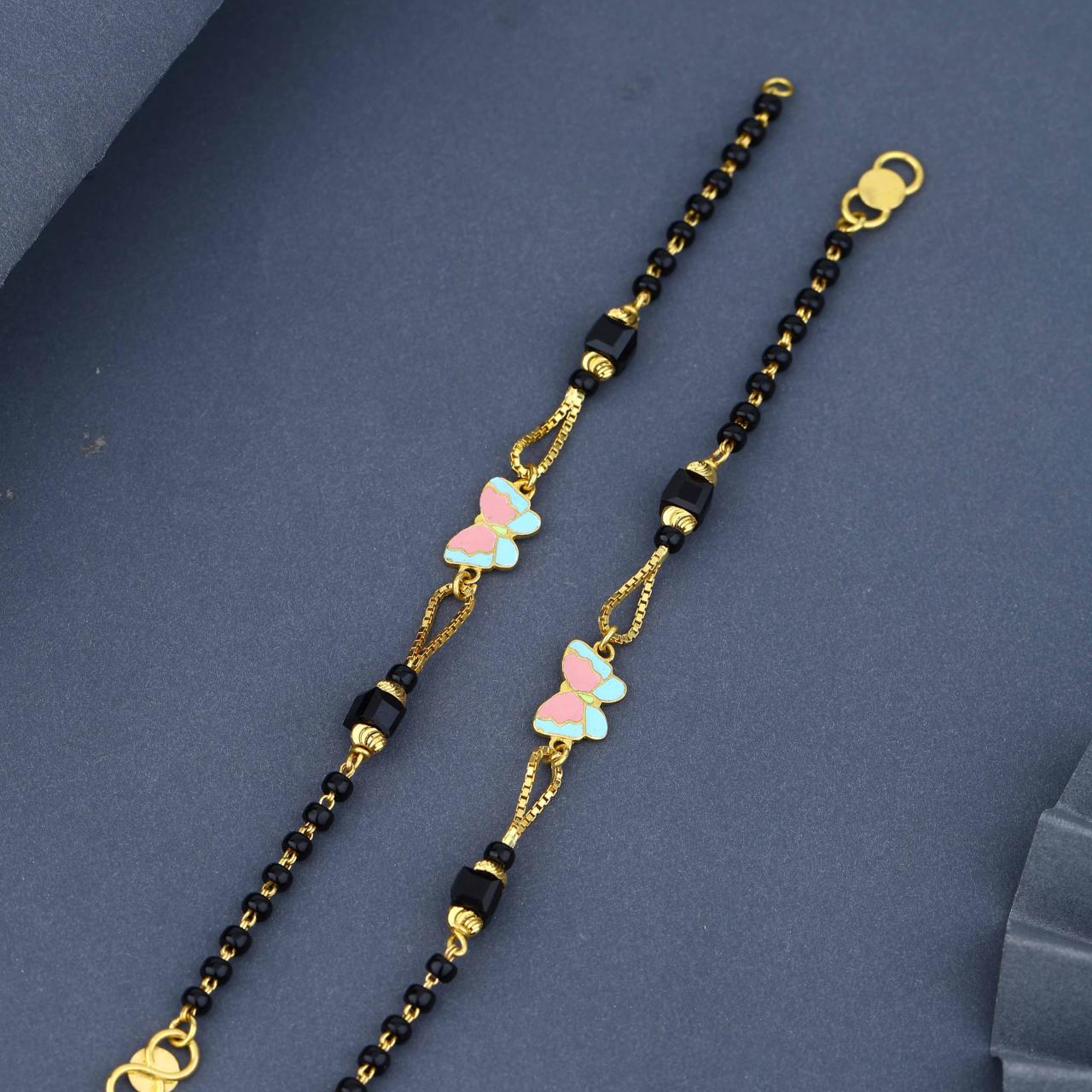 Kids Gold Nazariya With Pink And Blue Butterfly (NJG22-96)