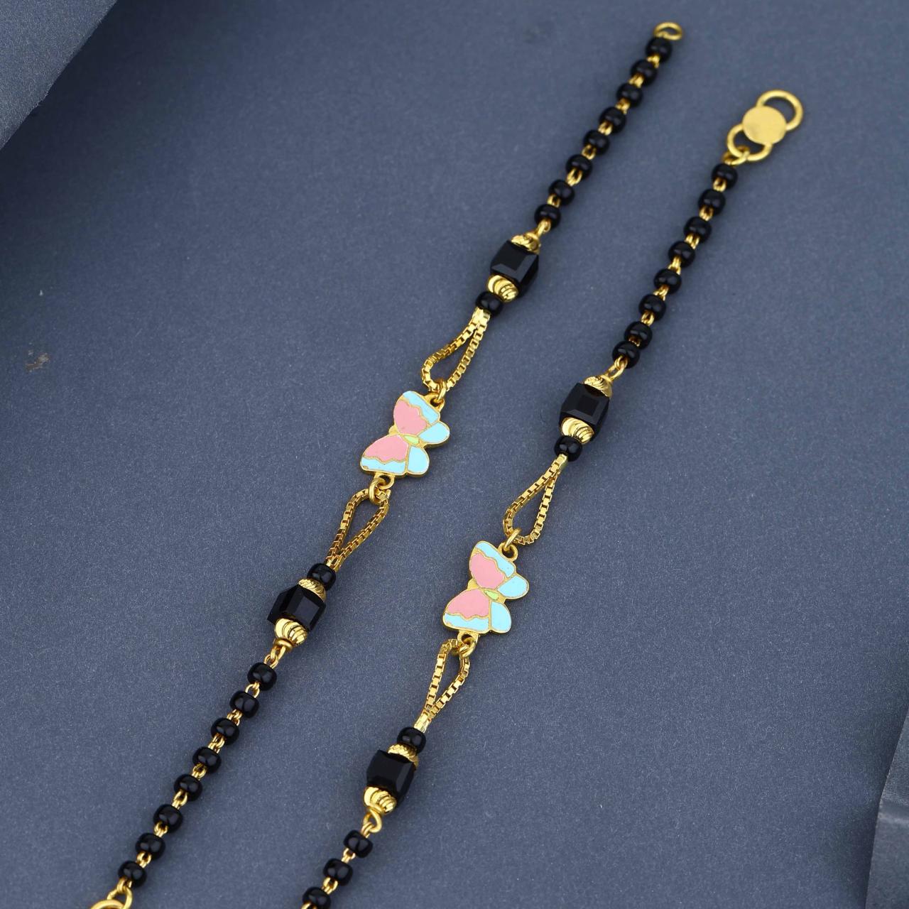 Kids Gold Nazariya With Pink And Blue Butterfly (NJG22-96)