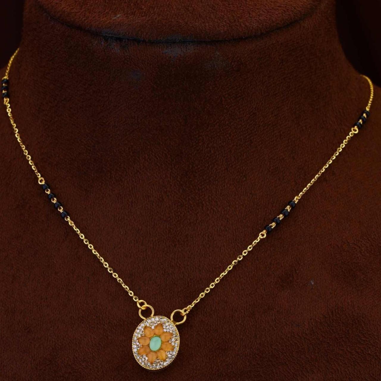 Floral Oval Pendant Gold Mangalsutra (AMG22-27)