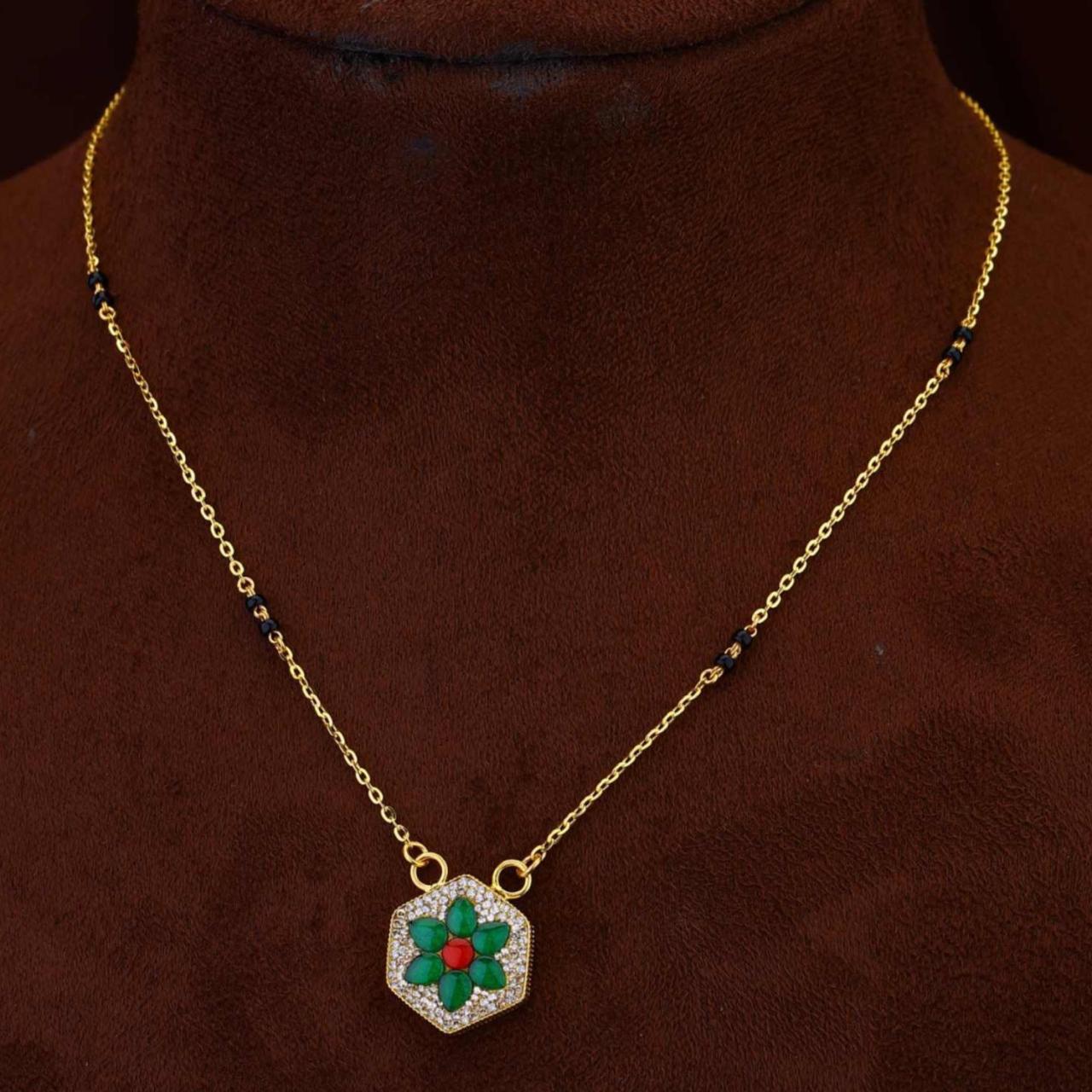 Floral Hexagonal Gold Mangalsutra