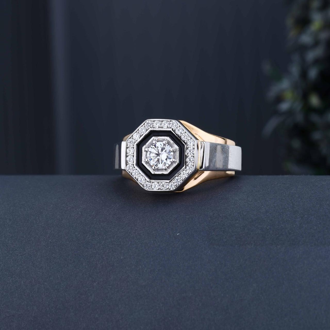 Octagon Halo Statement Ring