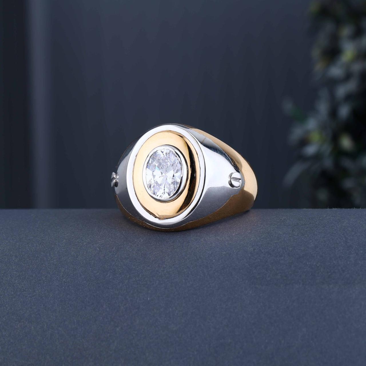 Bezel Set Solitaire Dual Tone Ring