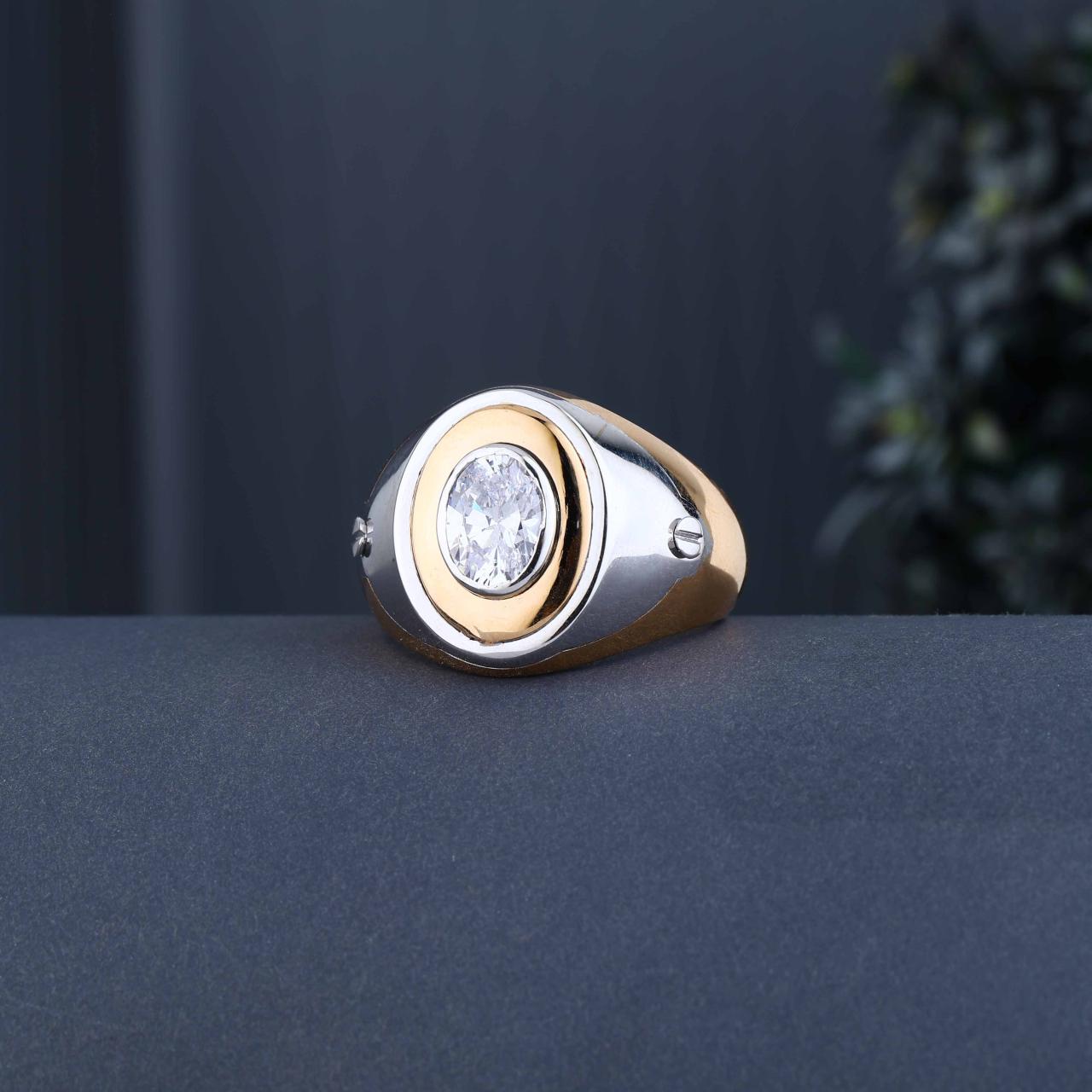 Bezel Set Solitaire Dual Tone Ring