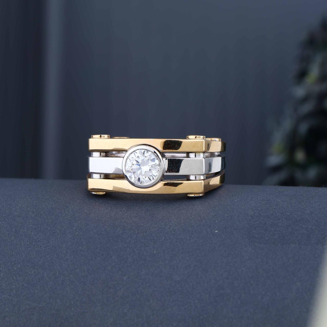 Dual Tone Classic Solitaire Band Ring