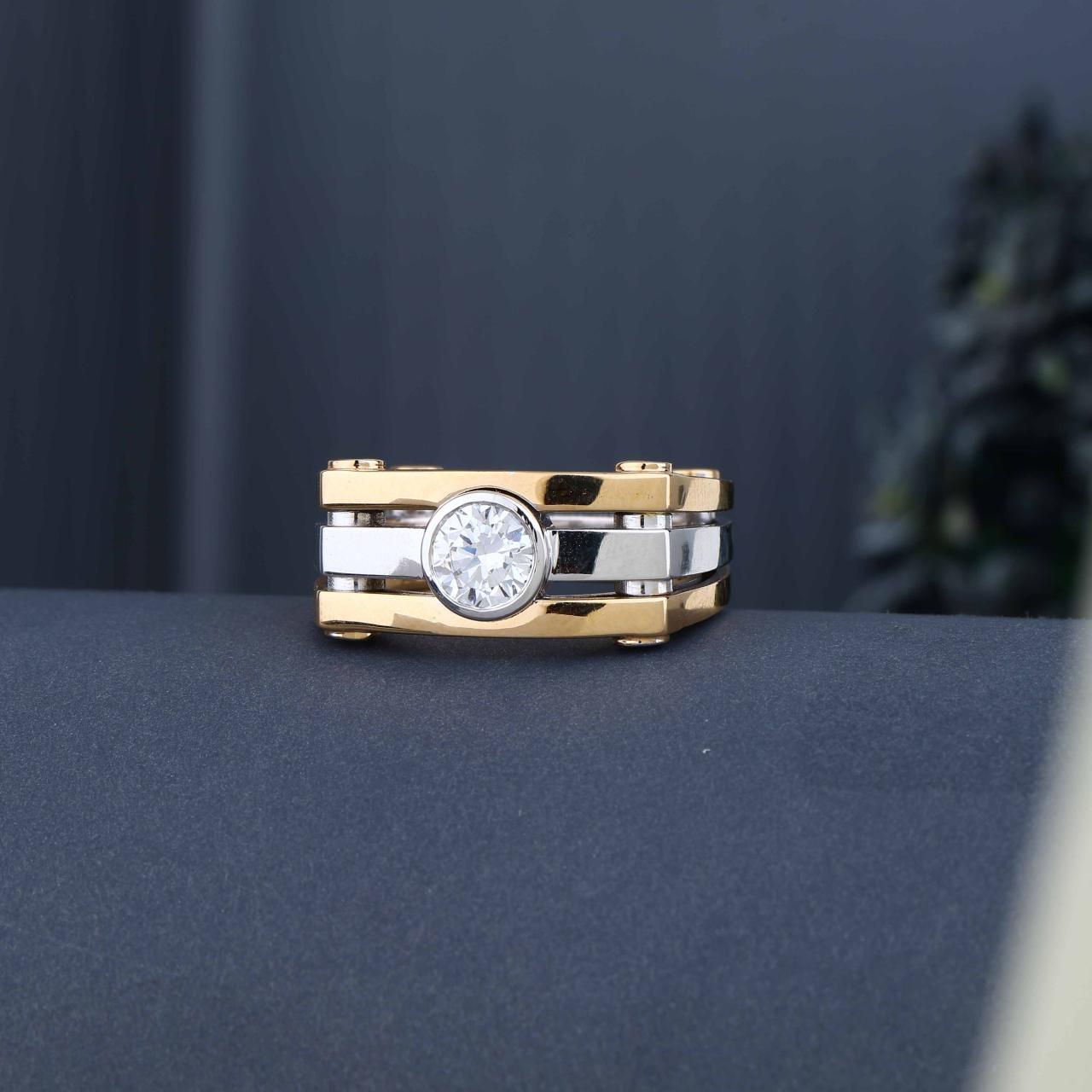 Dual Tone Classic Solitaire Band Ring-