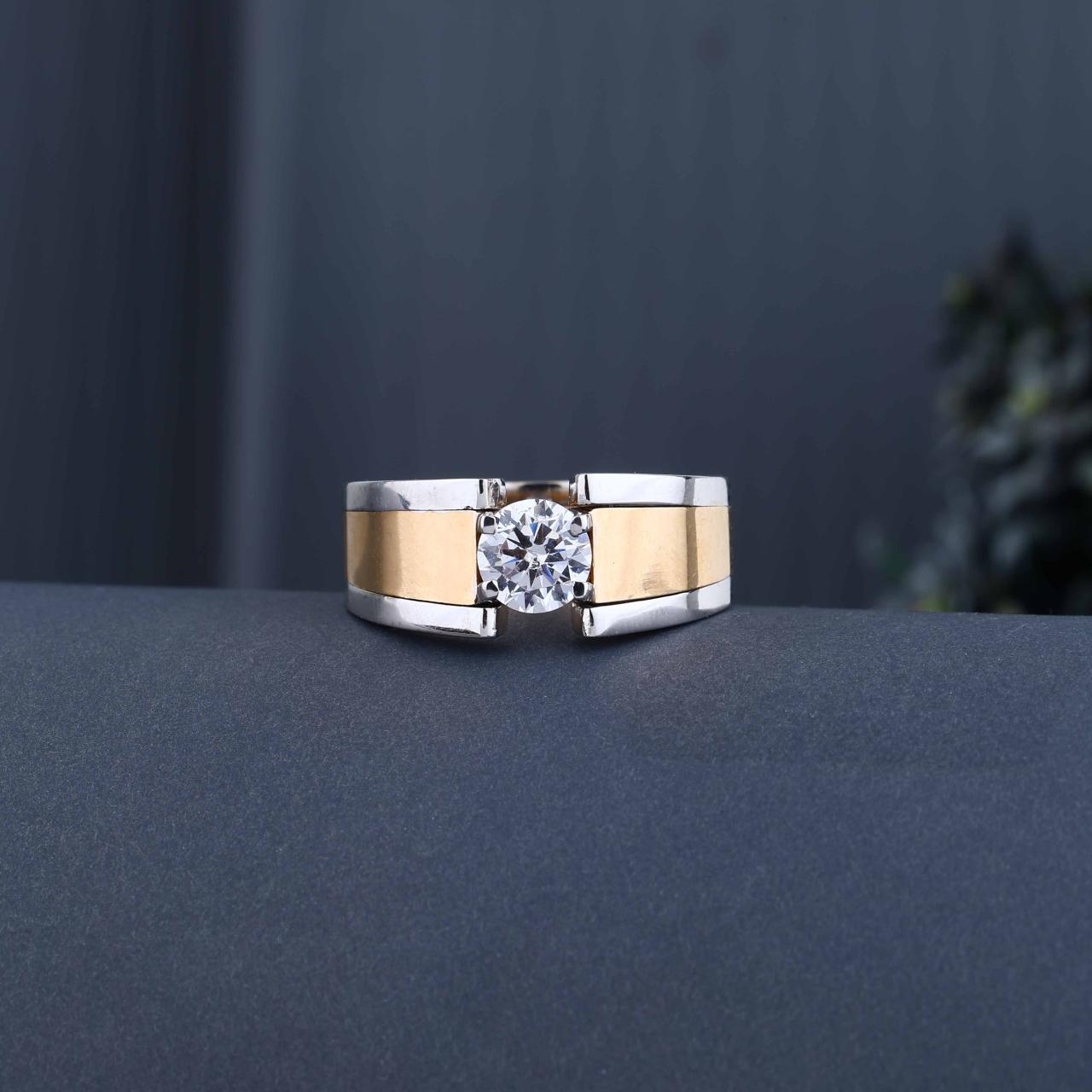 Open Setting Dual Tone Solitaire Style Ring