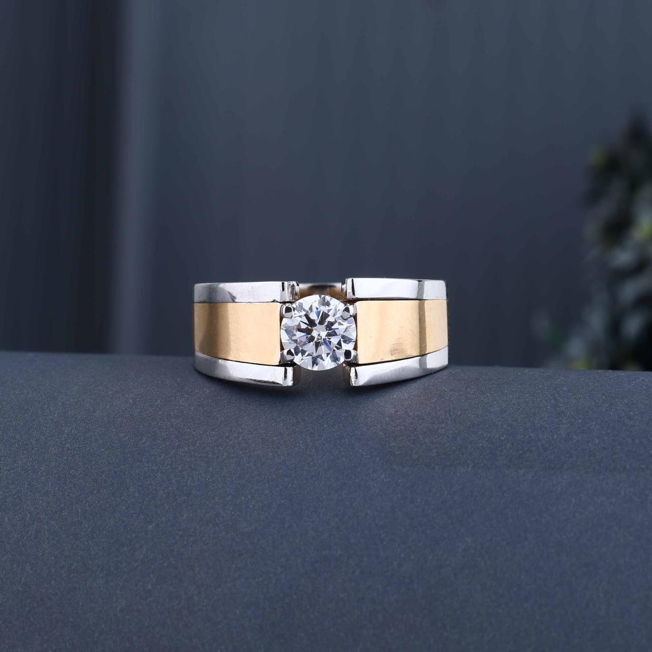 Open Setting Dual Tone Solitaire Style Ring