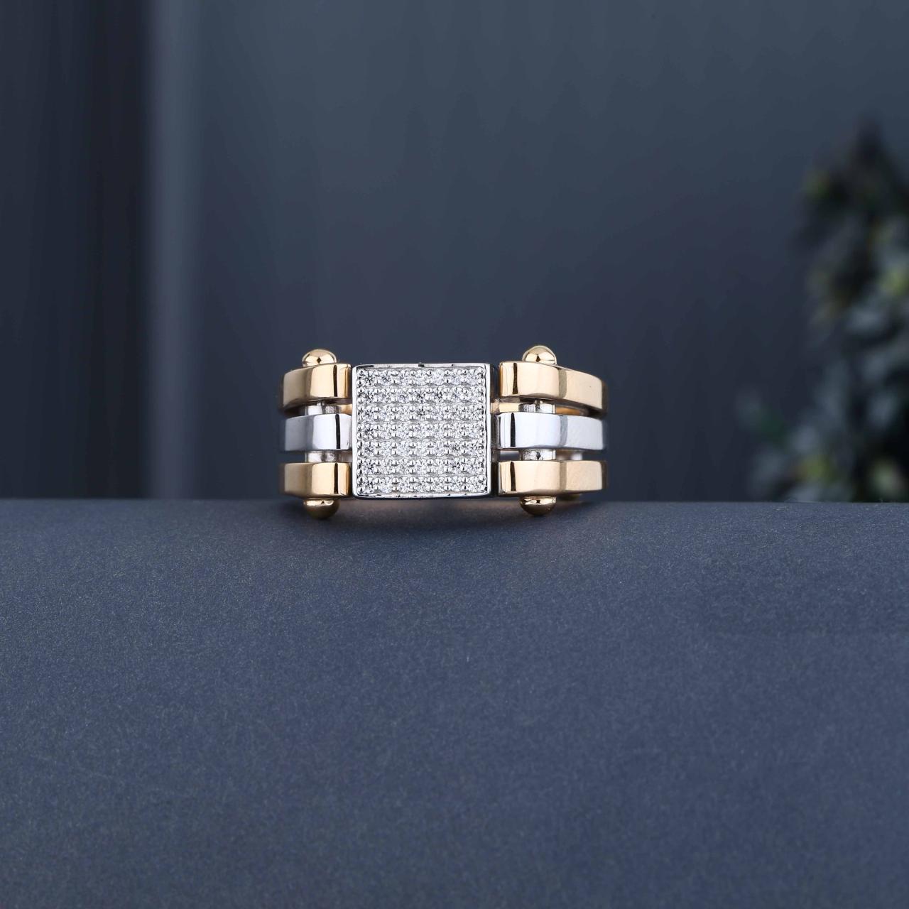 Square Cluster Diamond Dual Tone Ring