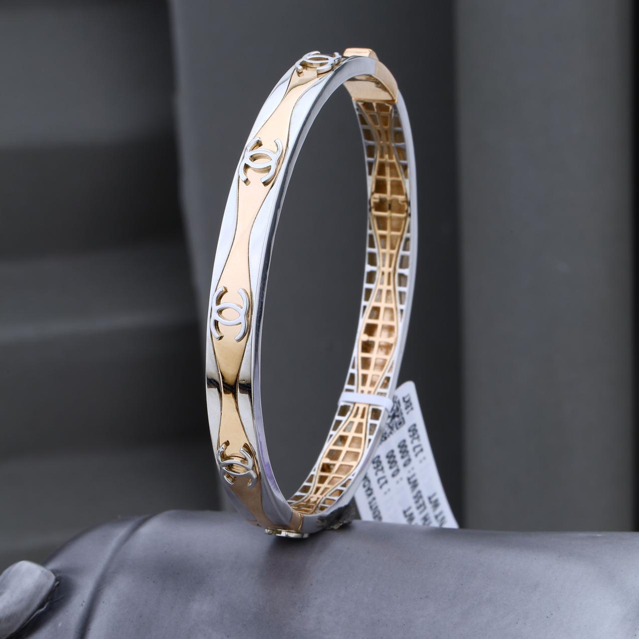 Dual Tone Designer Open Bangle