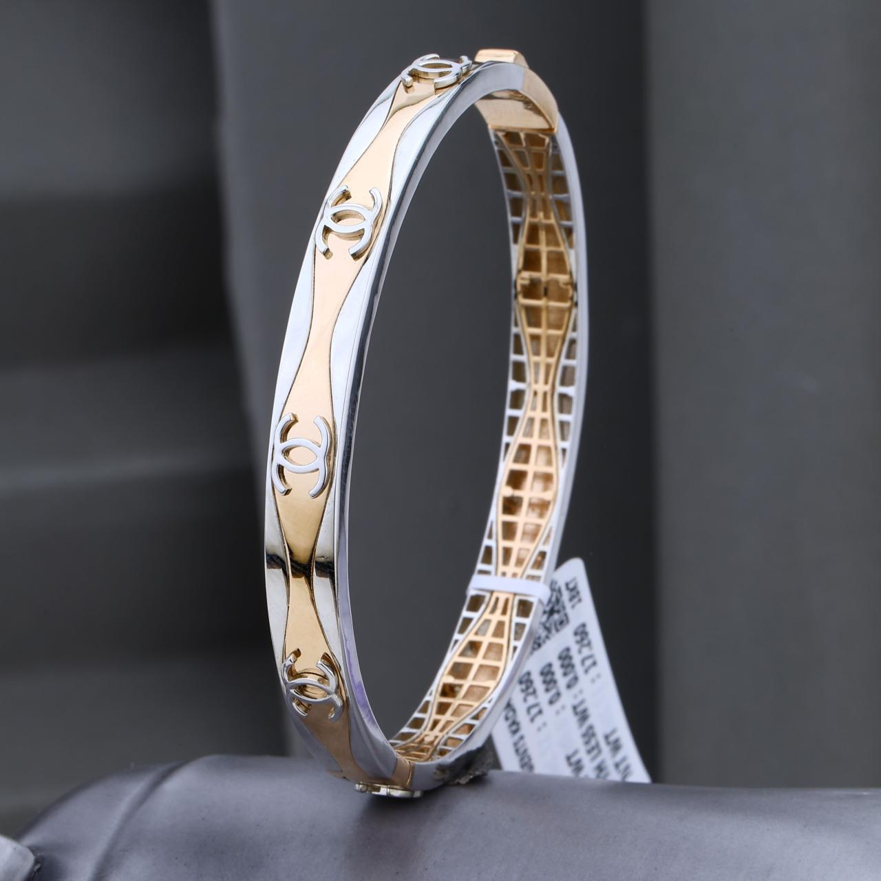 Dual Tone Designer Open Bangle