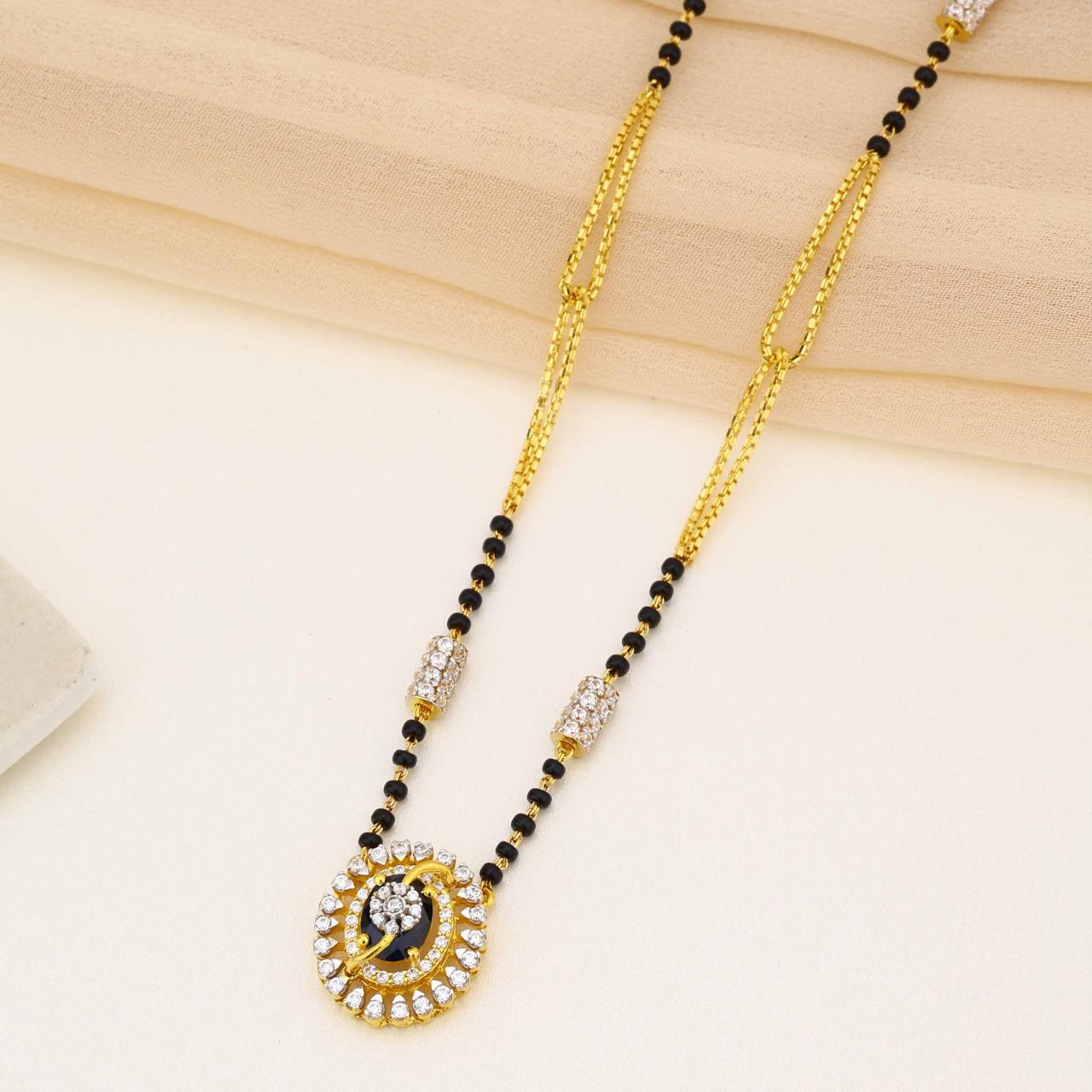 Designer Gold Mangalsutra With Round Pendant