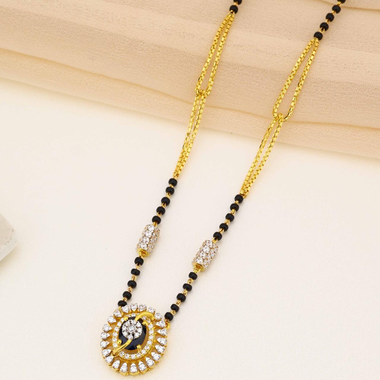 Designer Gold Mangalsutra With Round Pendant