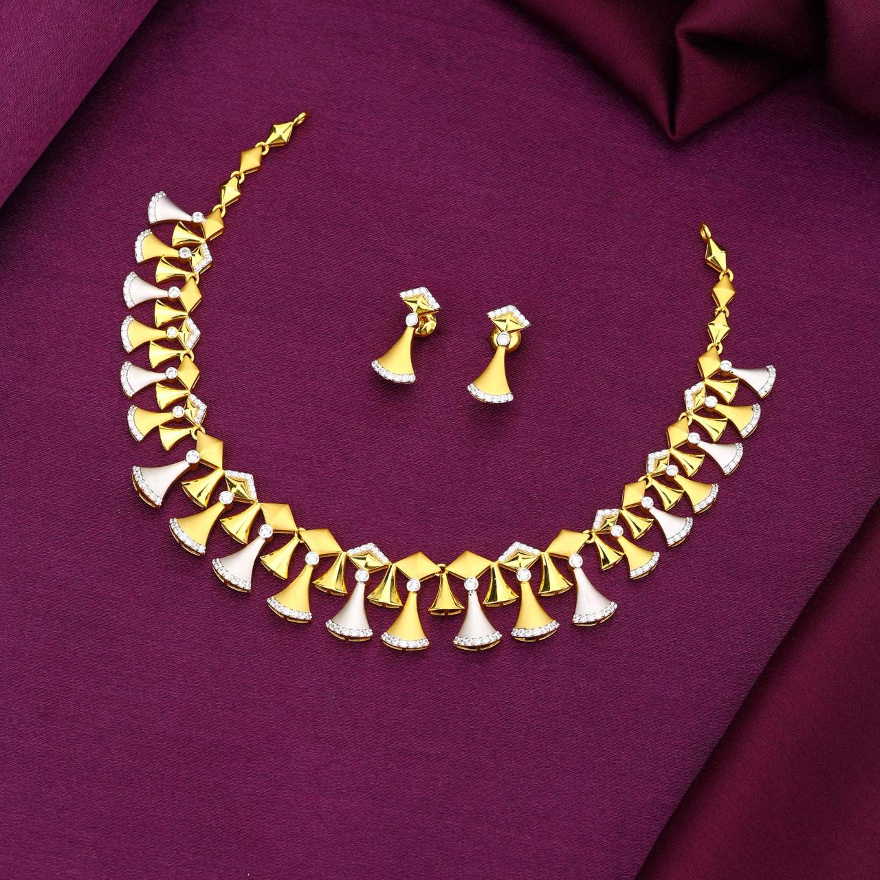 Dual Tone Designer Necklace Set