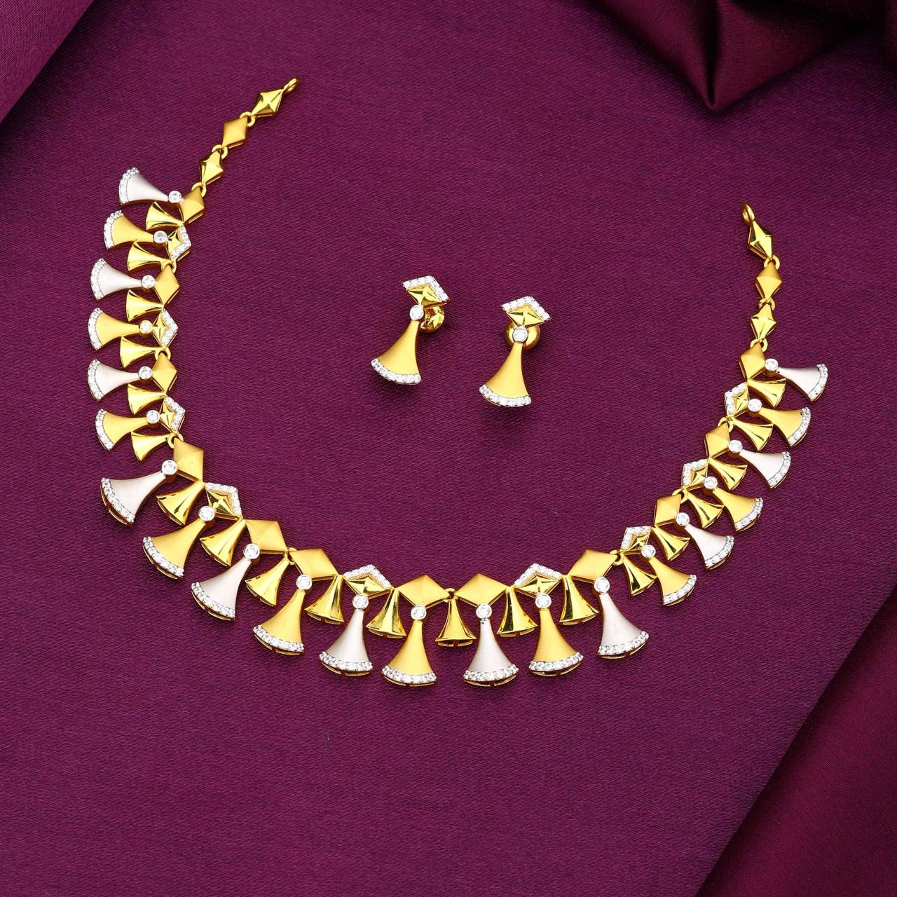 Dual Tone Designer Necklace Set