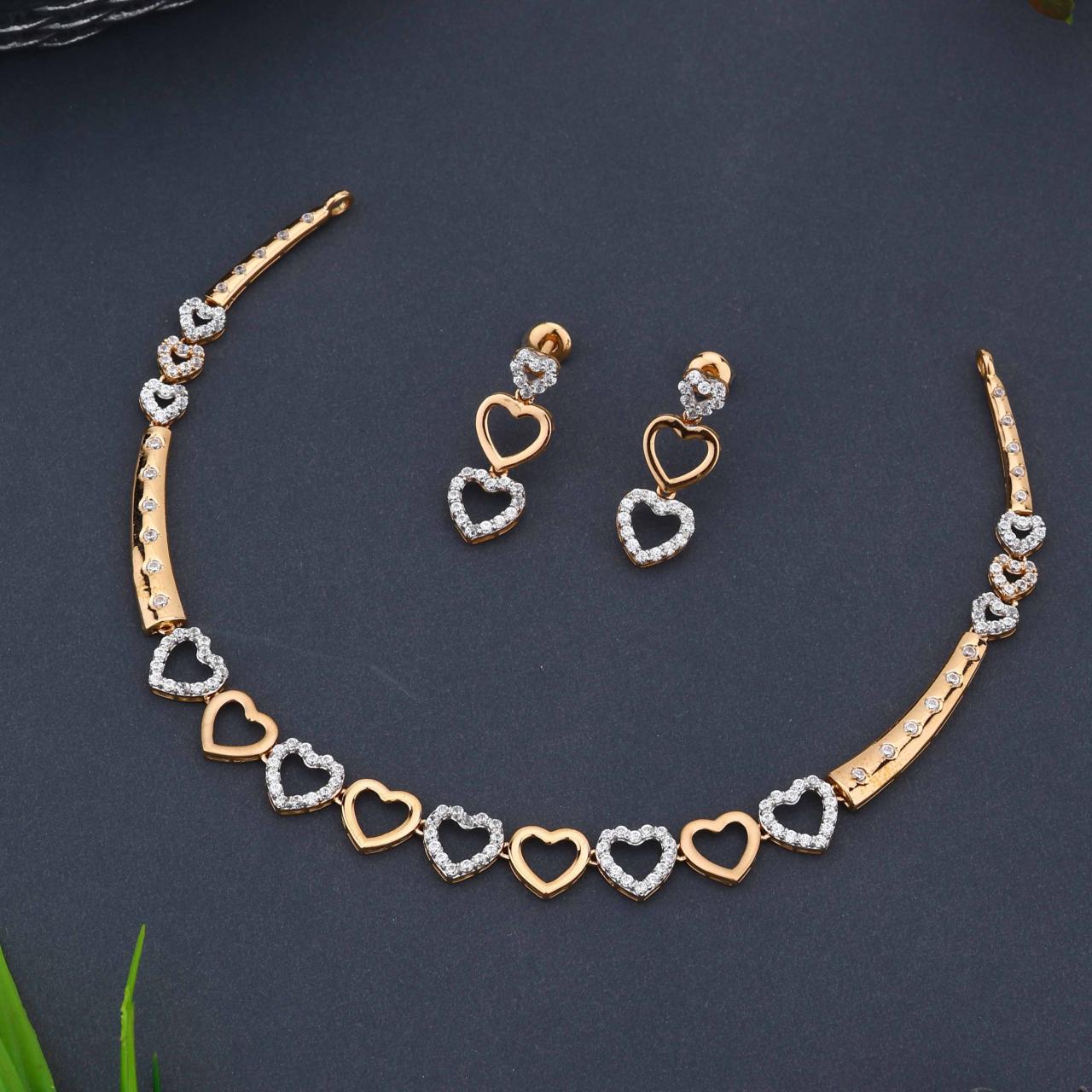 Rose Gold Heart Shape Necklace Set