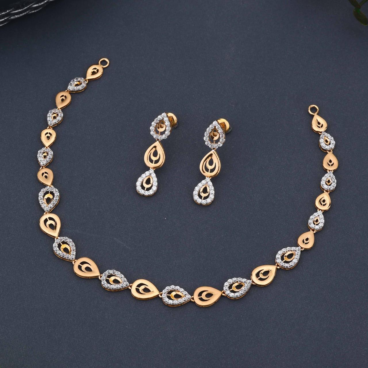 Rose Gold Drop Design Necklace Set