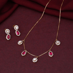 Gold pendant set with chain, complete Rakshabandhan jewellery gift for sister